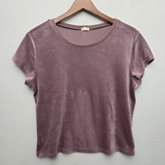 Garage‎ Velour Pink Short Sleeve  Top Size Large Comfort Soft - Picture 1 of 6